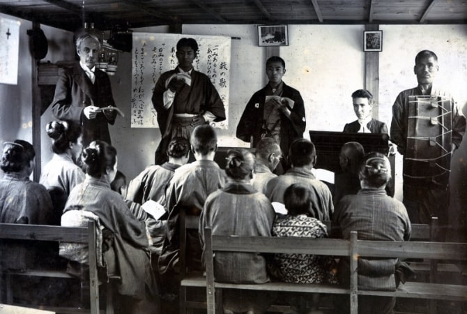 花畑尋常小学校授業中の様子